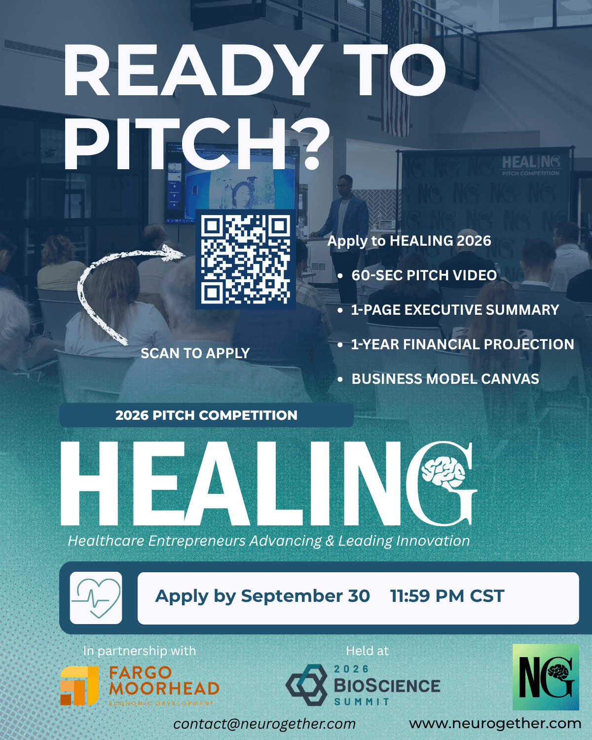 HEALING 2026 application flyer listing the deadline and required materials